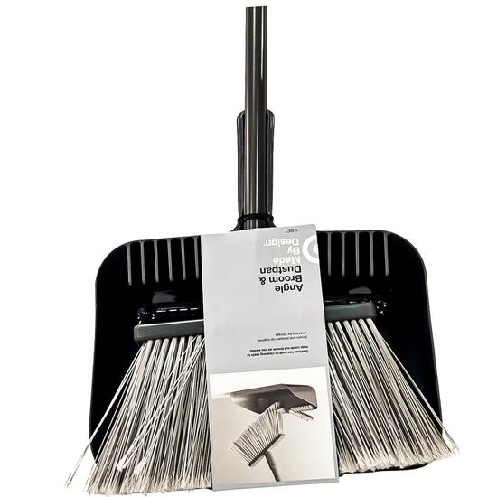 Made By Design Floor Broom With Clip-On Dust Pan Set