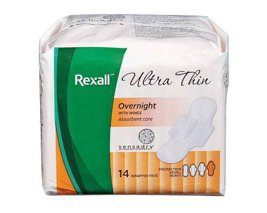 REXALL ULTRA THIN OVERNIGHT WITH WINGS 14 PK