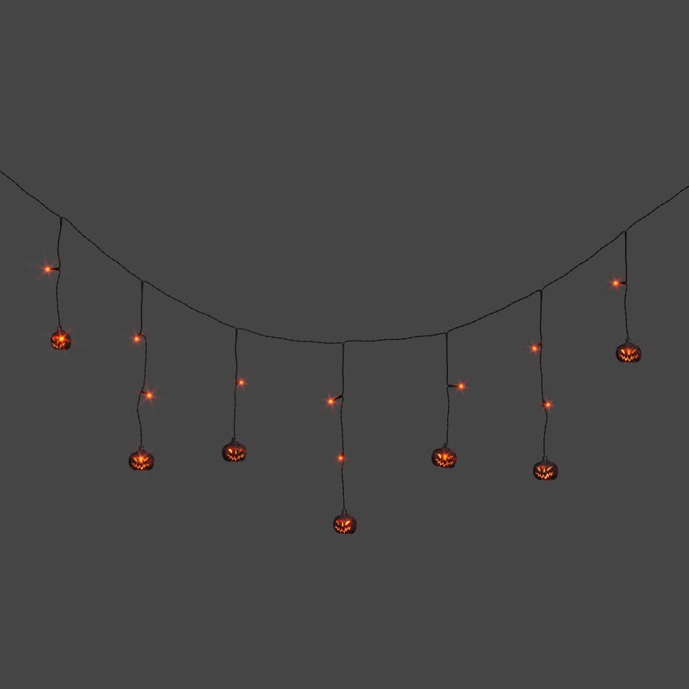 20ct Lights and 8 Icons Halloween Pumpkin Novelty Light String with Black Crackle Finish - Hyde and EEK! Boutique™