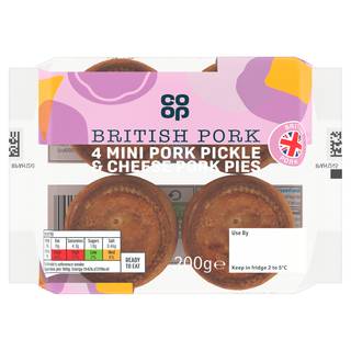 Co-op 4 Mini Pork, Pickle & Cheese Pies 200g