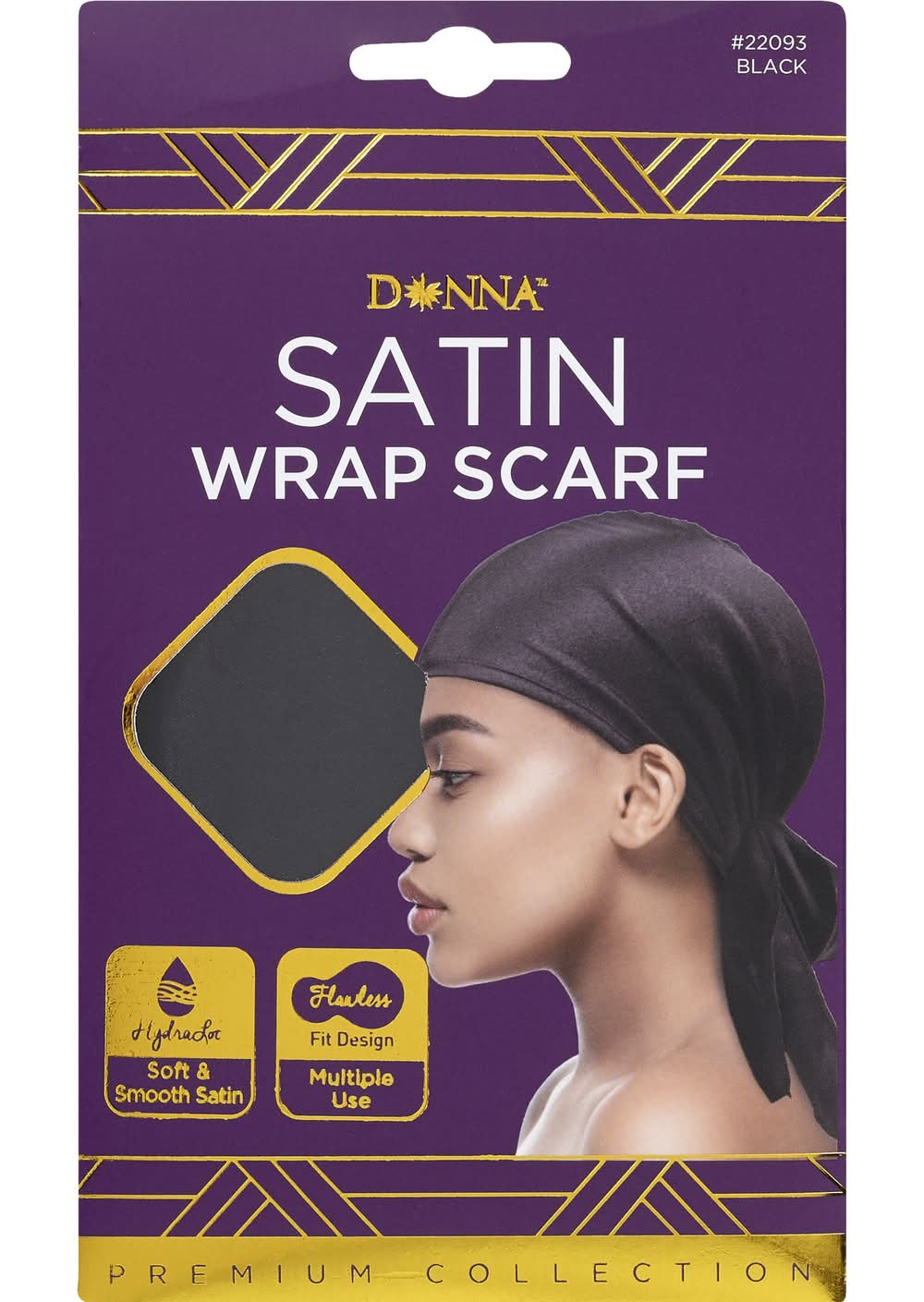 Donna Satin Wrap Scarf, Black