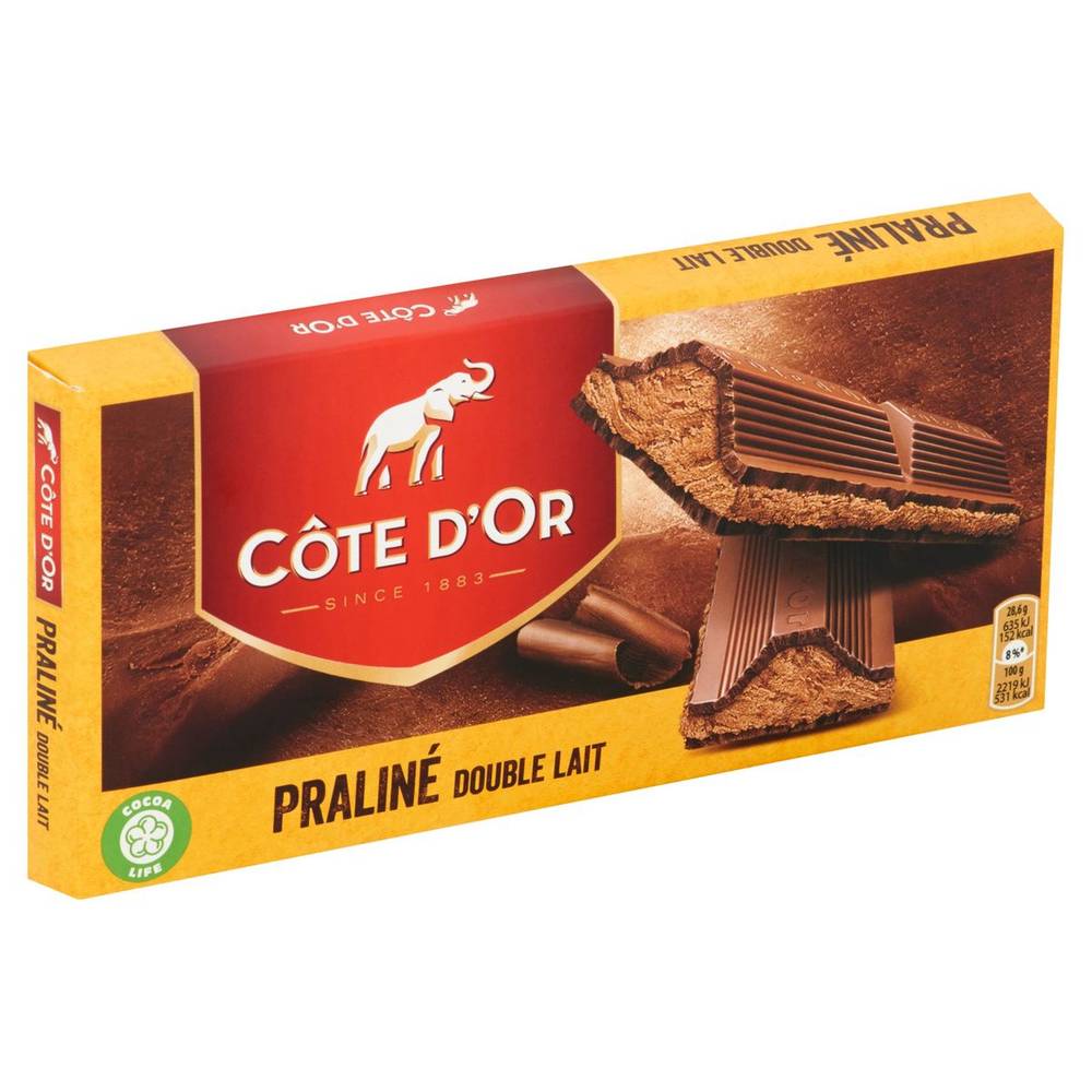 Côte d''Or Tablette De Chocolat Au Lait Praliné Double Lait 200 g