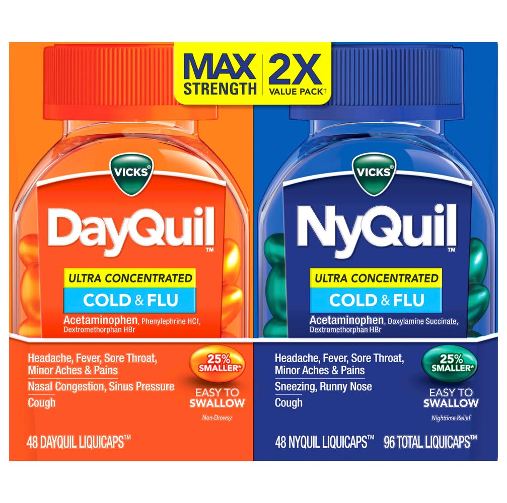 Vicks Dayquil Nyquil Ultra Concentrated Cold & Flu Liquicaps (96 ct)