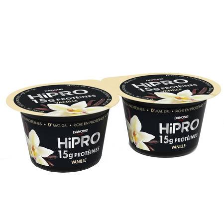 Yaourt vanille protéiné 0% MG HIPRO - les 2 pots de 160g