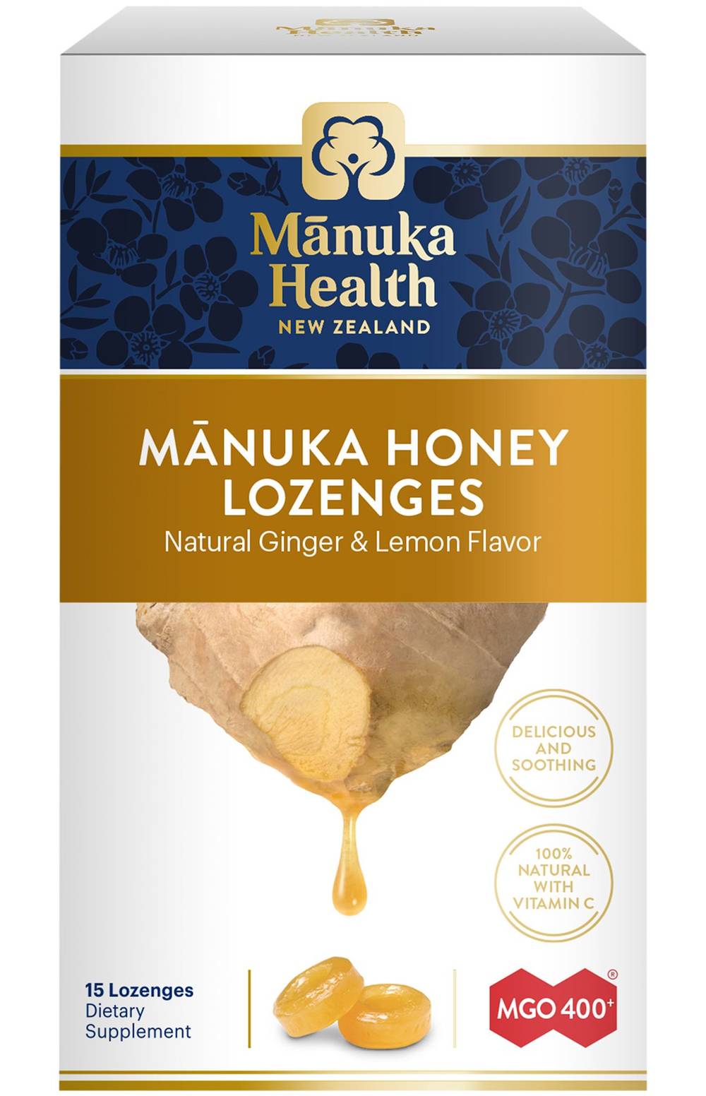 Manuka Honey Lozenges With Vitamin C - Ginger & Lemon (15 Lozenges)