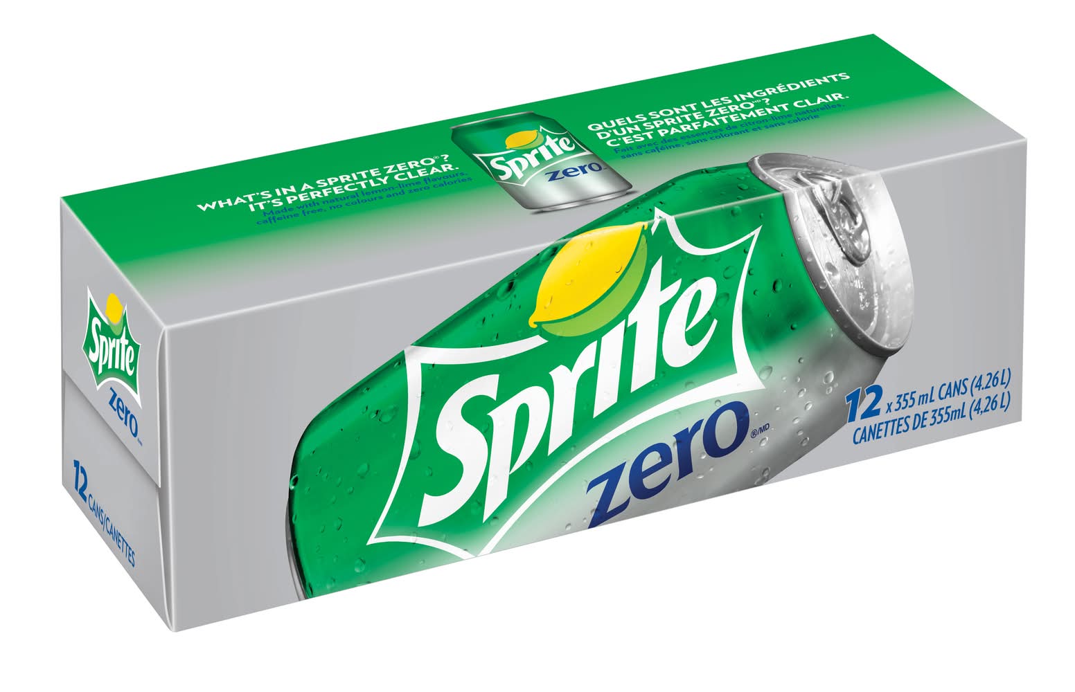 Sprite Zero Sugar Soda, Lemon-Lime (12 x 355 ml)