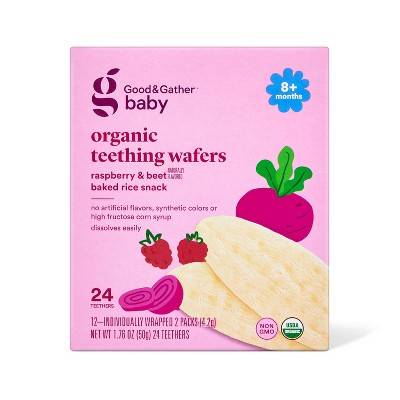 Good & Gather Organic Teething Wafers Baby Snacks, Raspberry-Beet (1.76 oz, 24 ct)