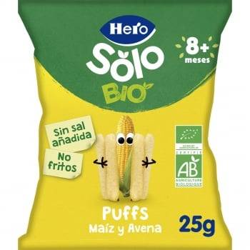 Snack puffs maíz y avena ecológico Hero Solo 25 g.