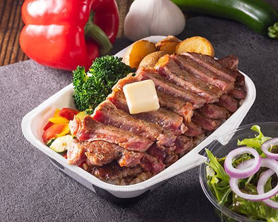 《サーロイン》バターステーキオーバーライス＆サラダセット "Sirloin" Butter Steak Over Rice & Salad Set