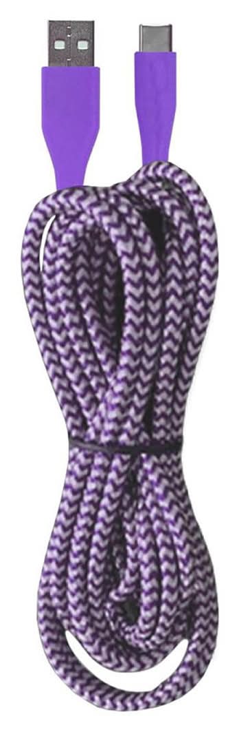 Wireless Gear Usb-C Cable, 10 ft, Purple-White