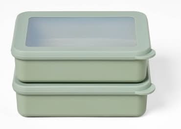 Figmint Plastic Rectangular Food Storage Container Set 25 oz, Green (2 ct)