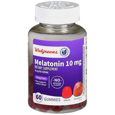 Walgreens Melatonin 10 mg Gummies Strawberry - 60.0 ea