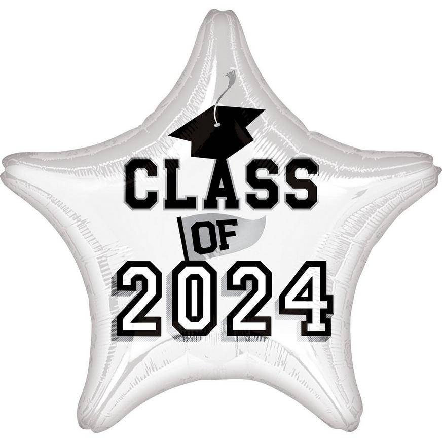 Party City Class Of 2024 Graduation Star Foil Balloon (19in/white)