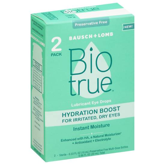 Bausch + Lomb Biotrue Instant Moisture Hydration Boost Lubricant Eye Drops (2 ct)
