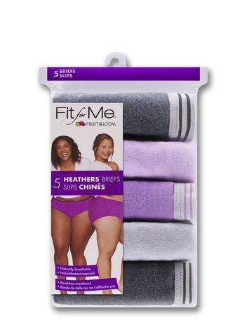 Fruit Of the Loom Women's Plus Fit For Me Assorted Heather Brief Underwear  (5 units), Delivery Near You