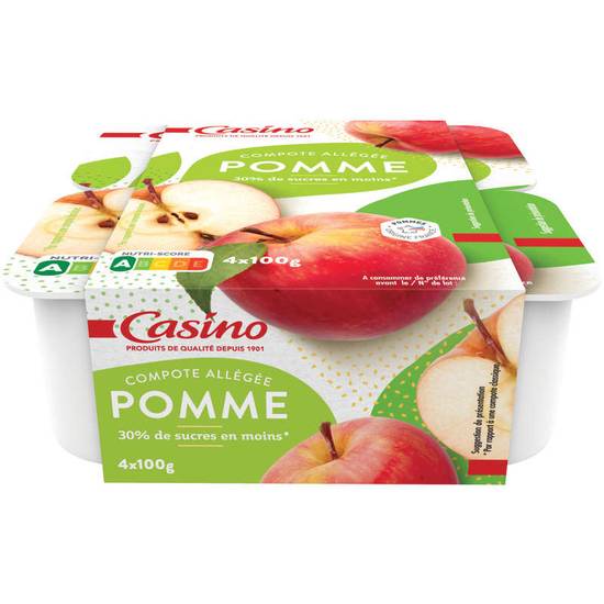 Compote pomme allégée 4x100g CASINO