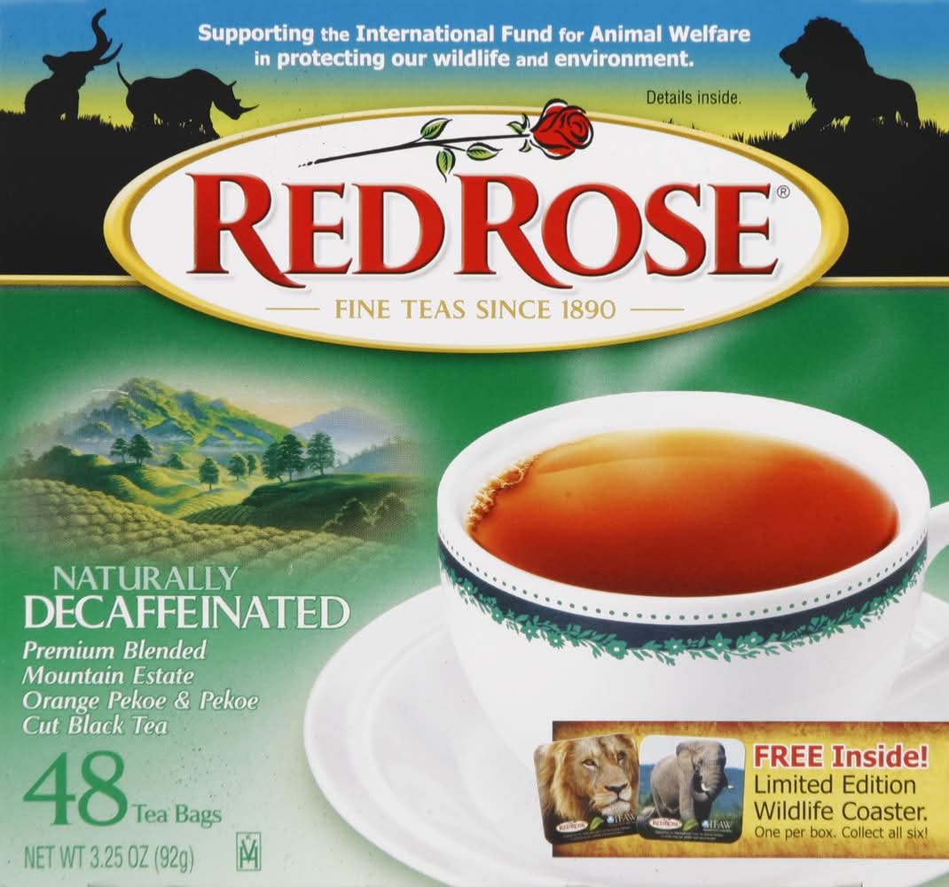 Red Rose Naturally Decaffeinated Full Flavored Black Tea (3.2 oz)