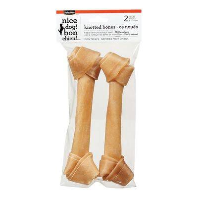 Selection gâteries pour chiens en os noués blancs (2 un) - white knotted bones for dogs (2 units)