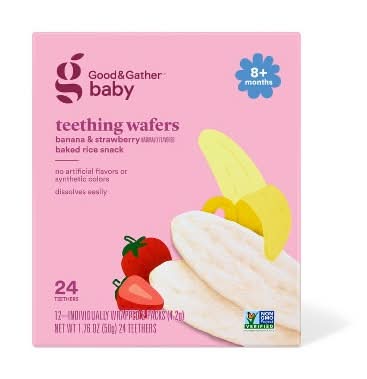 Good & Gather Teething Wafers Baby Snacks, Banana Strawberry (1.76 oz, 12 ct)