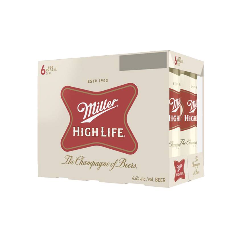 Miller High Life Beer (6 x 473 ml)