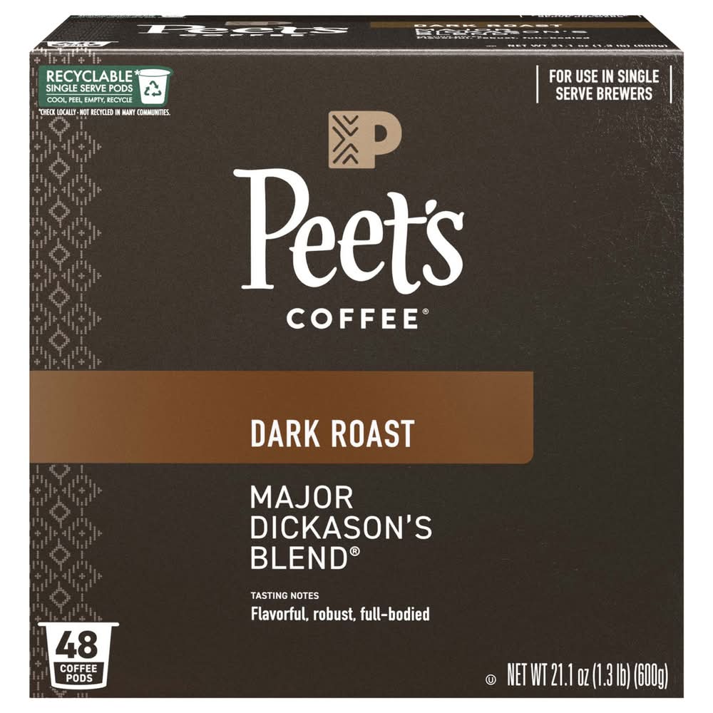 Peet's Coffee Major Dickason's Blend Dark Roast Coffee K-Cups (1.32 lbs)