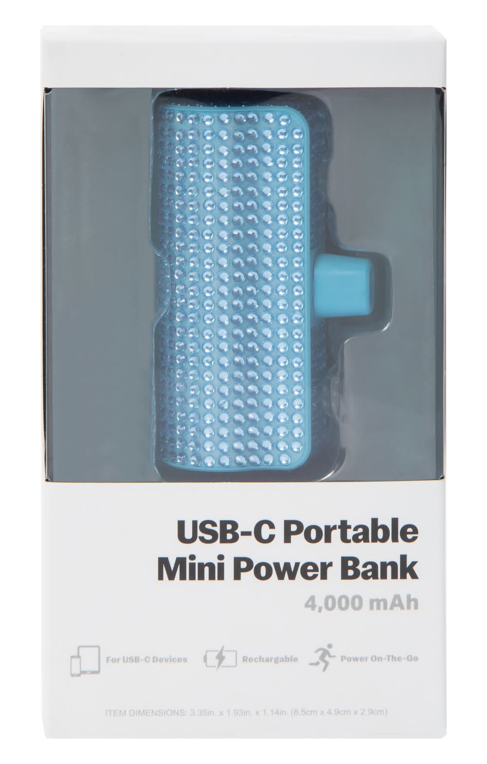 4000 mAh USB-C Portable Mini Power Bank Blue