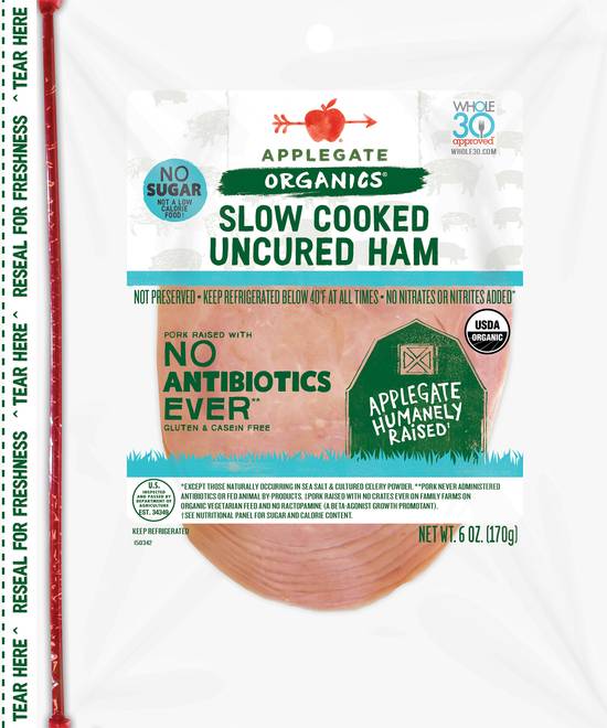 Applegate Organics Slow Cooked Uncured Ham Sliced