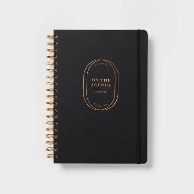 up&up Design Works Ink Undated Planner Twin Wire Leatherette, 7x10 in, Black
