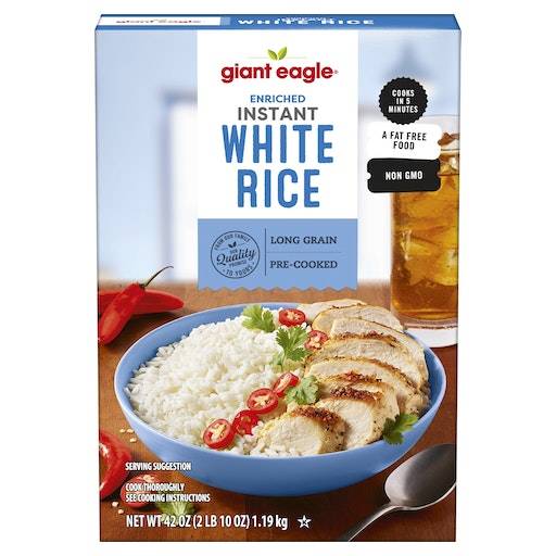 Giant Eagle Enriched White Rice, Long Grain, Instant