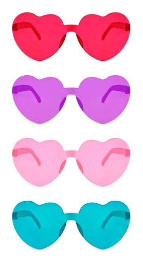 Celebrate It Heart Shaped Glasses, 5.5x5.7 in, Assorted (4 ct)