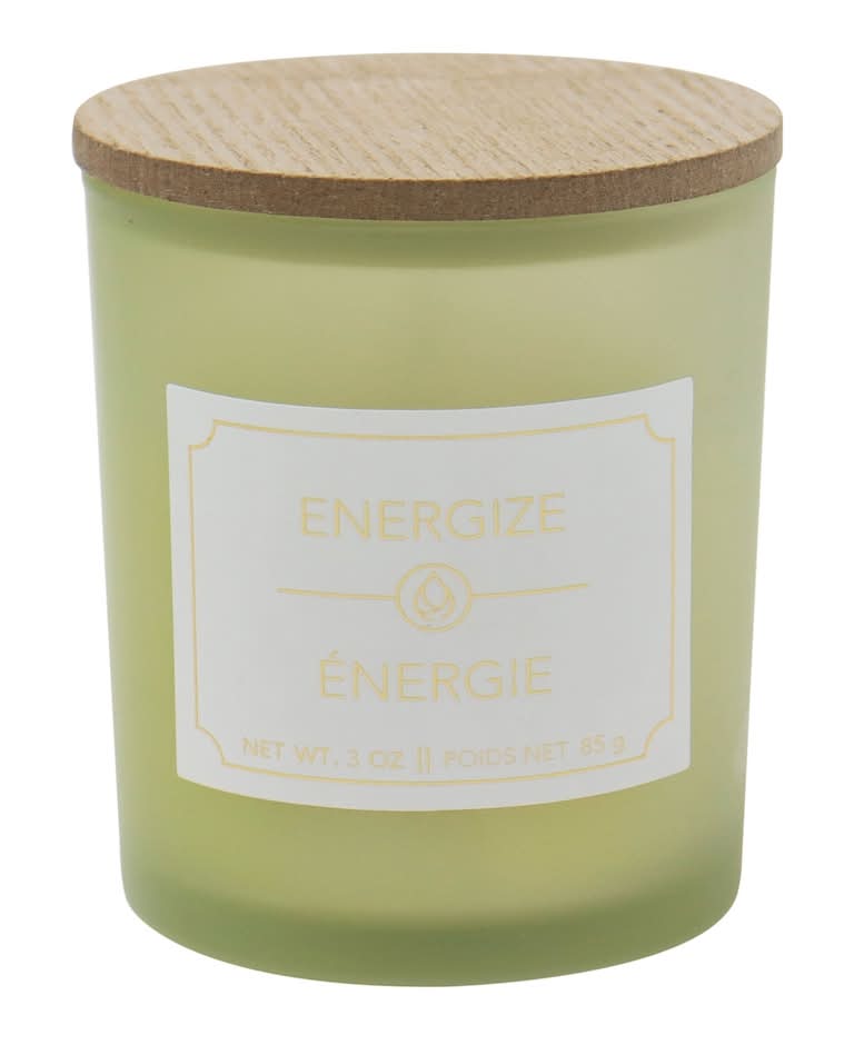 Energize Scented Candle in Frosted Glass With Wood Lid (3 oz)