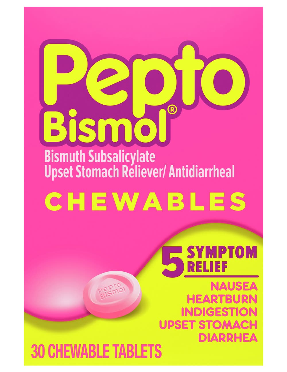 Pepto-Bismol Upset Stomach Relief Chewable Tablets (30 ct)