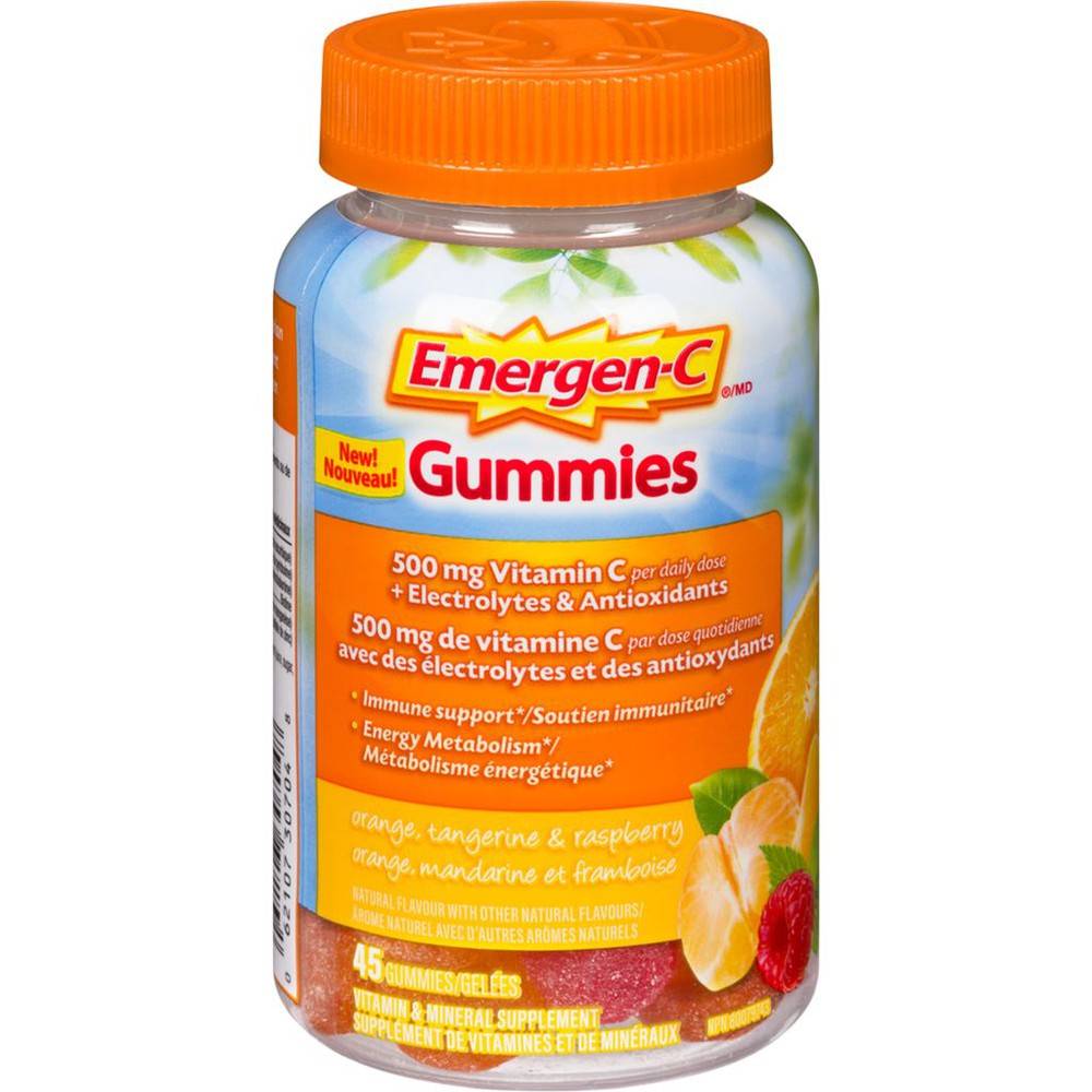Emergen c supplément de vitamines et de minéraux en gummies (45 unités, orange, mandarine et framboise) - vitamin & mineral supplement orange, tangerine & raspberry (45 ea)