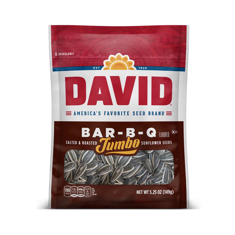 David Roasted Jumbo Sunflower Seeds, Bar B Q-Salted (5.25 oz)