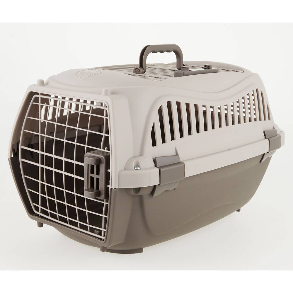 Whisker City Two Door Top Load Portable Kennel (Color: Grey, Size: 22\"L X 14.8\"W X 12\"H)