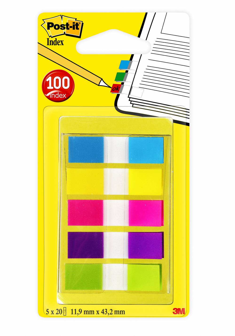 Post-It - Mini marque pages 5 couleurs, 100 pcs