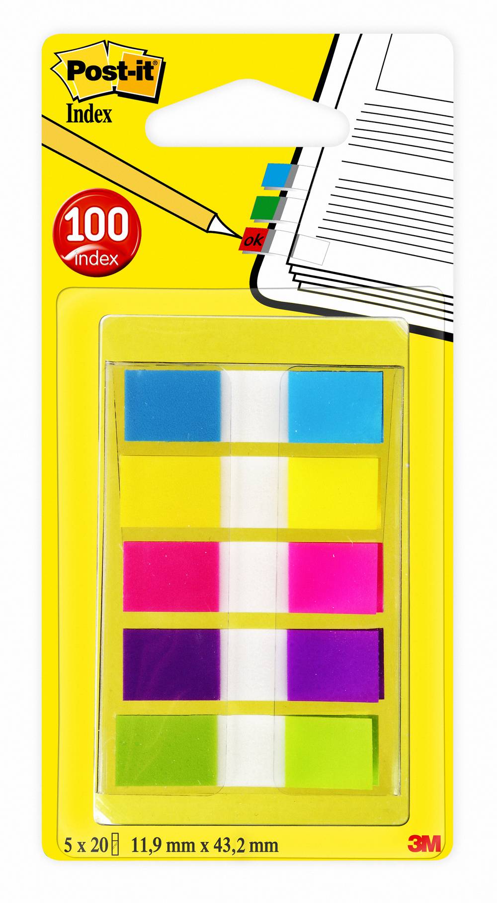 Post-It - Mini marque pages 5 couleurs, 100 pcs