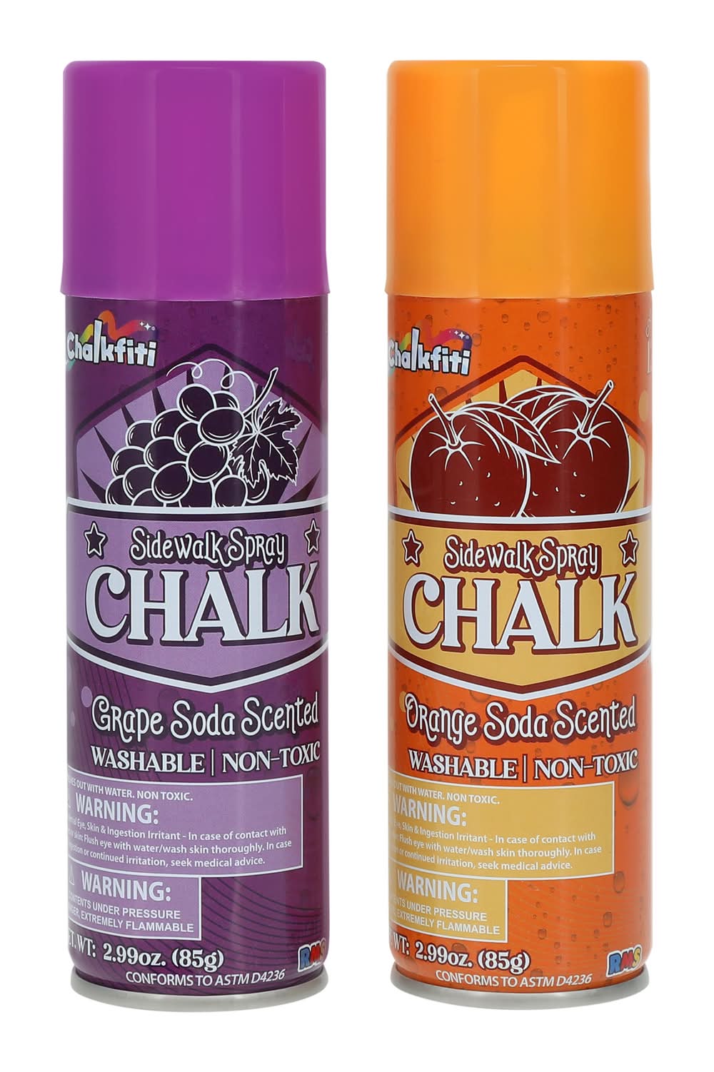 Chalkfiti Washable Sidewalk Spray Chalk 2-Pack 2.99oz Purple/Orange