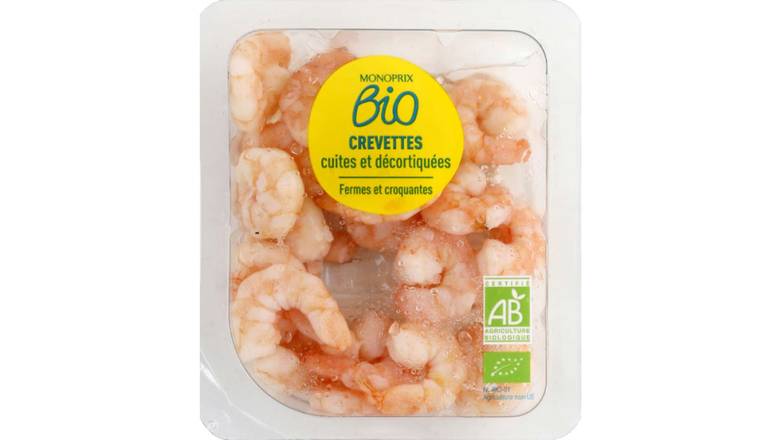 Monoprix Bio Crevettes cuites et décortiquées bio La barquette de 100 g