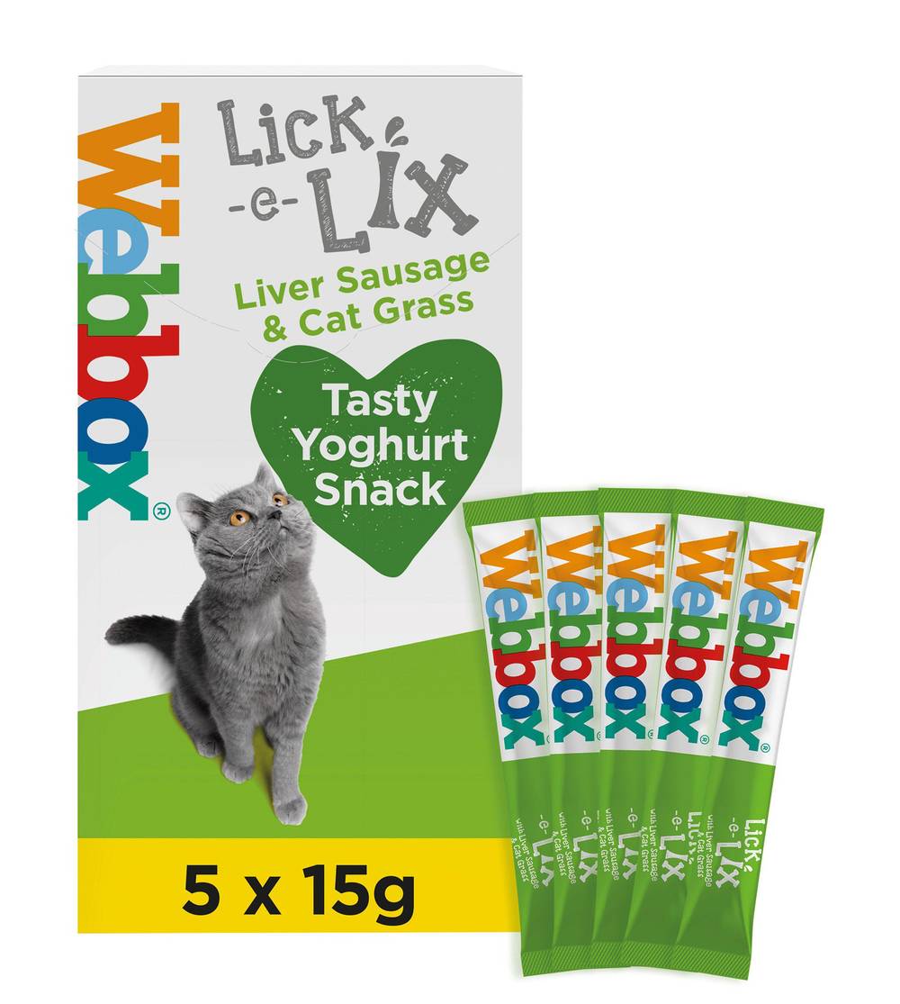 Webbox Lick E Lix With Liver Sausage & Cat Grass Tasty Yoghurty Treats (5 pack)