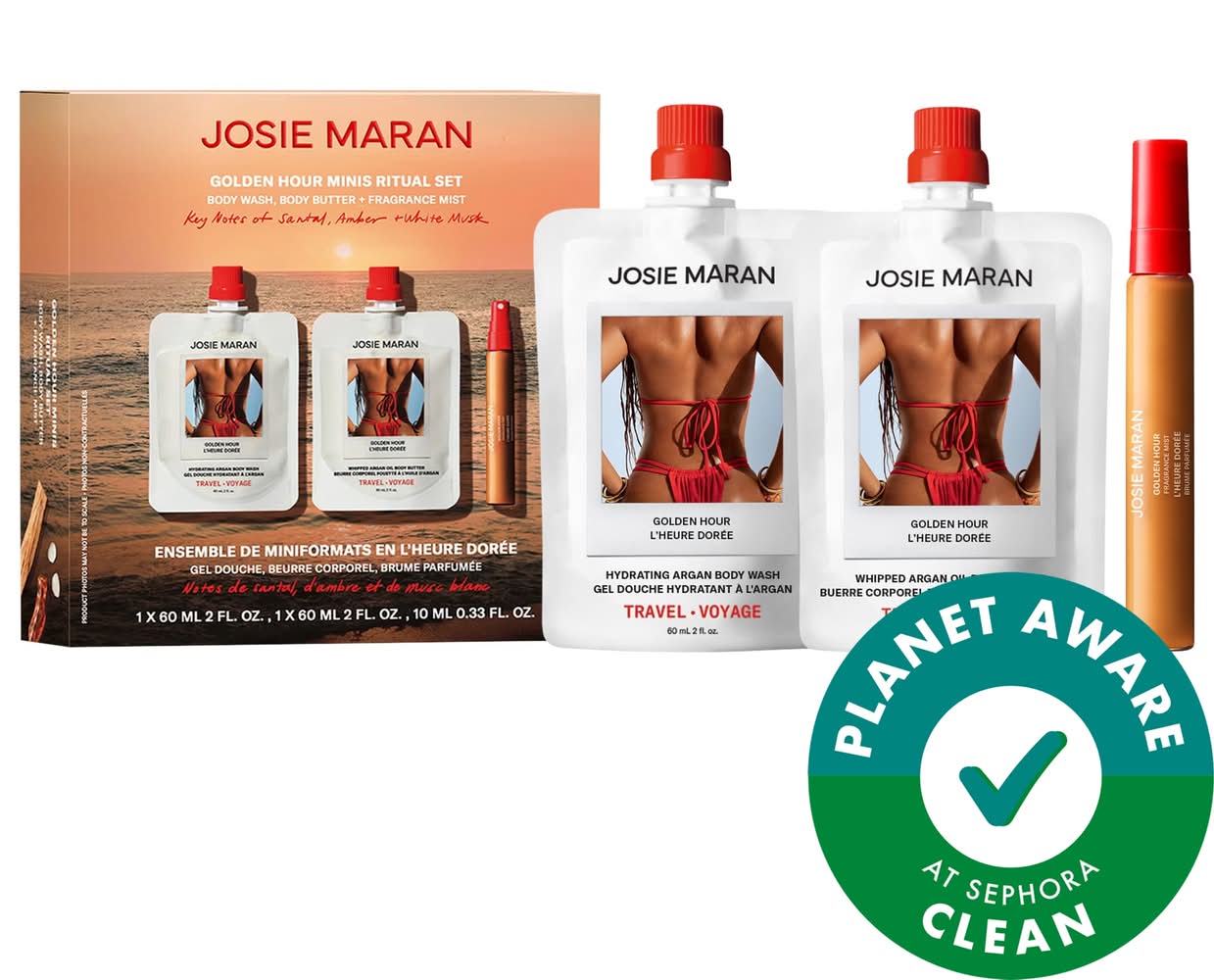 Josie Maran Golden Hour Mini Bodycare Ritual Gift Set for Hydration