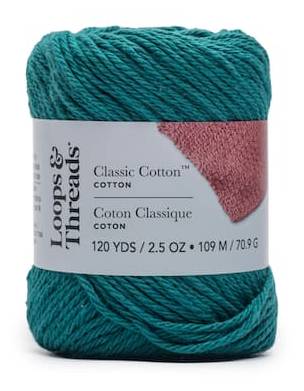 Loops & Threads Everyday Cotton Yarn, 120 YDS, Peacock (2.5 oz)