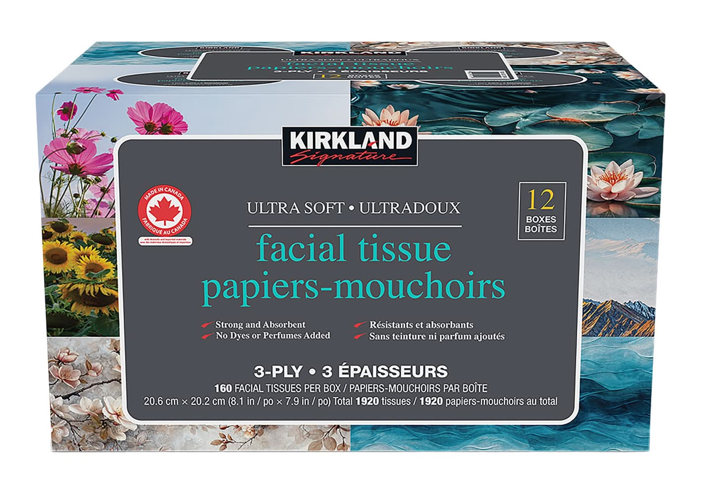 Kirkland Signature - Papiers-Mouchoirs Ultra Doux, Paquet De 12 / Kirkland Signature Ultra Soft Facial Tissues, 20.6 cm x 20.2 cm (12 ct)