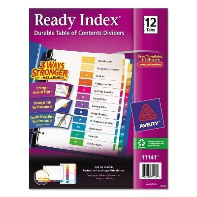 Avery Customizable Table Of Contents Dividers 12-tab Set