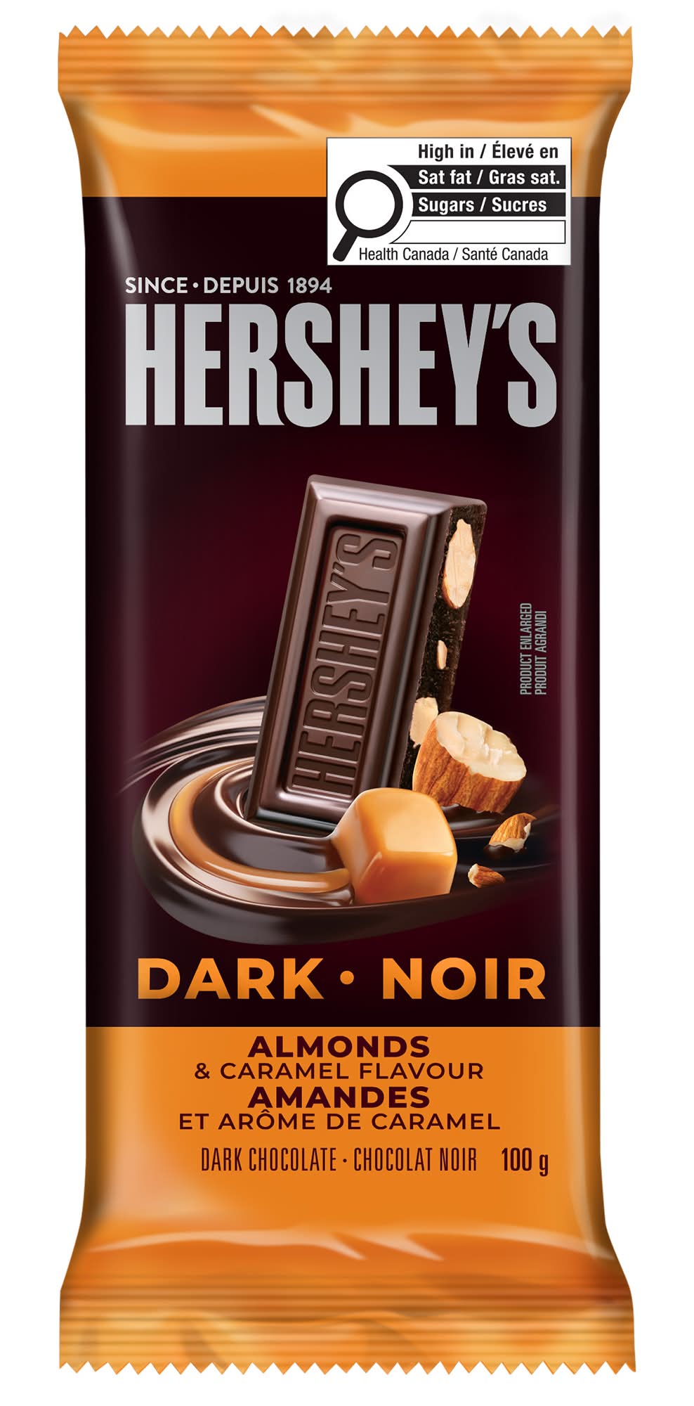 Hershey's Signature Dark Chocolate Bar, Almonds - Caramel (100 g)