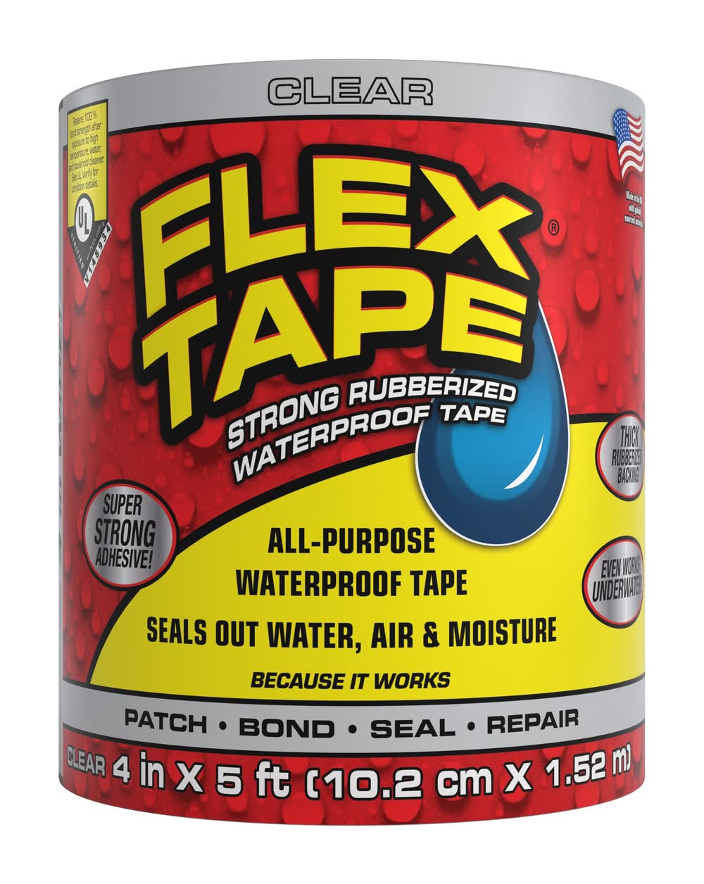 Flex Tape Clear Waterproof Rubberized Duct Tape 4-in x 5 Feet