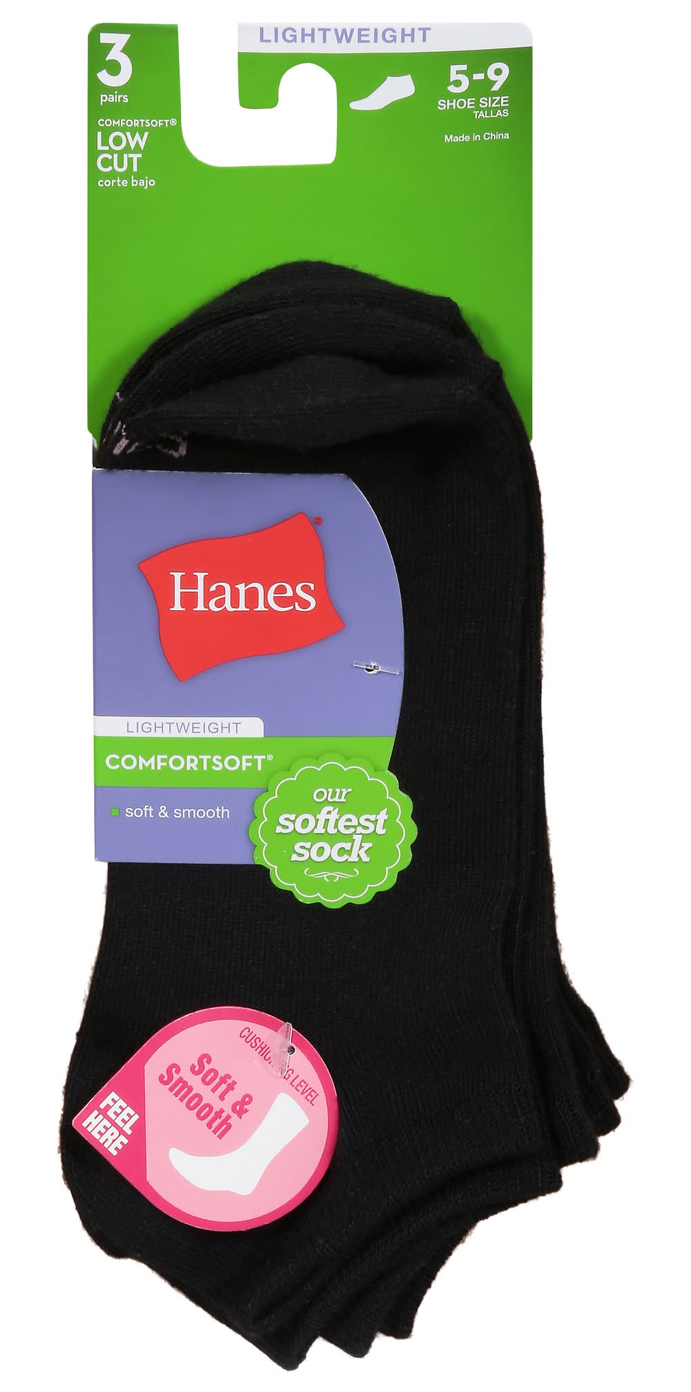 Hanes 5-9 Shoe Size Softest Lightweight Low Cut Socks