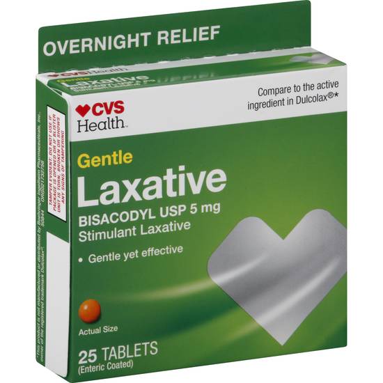Cvs Health Gentle Bisacodyl Usp 5 mg Laxative Tablets (25 ct)