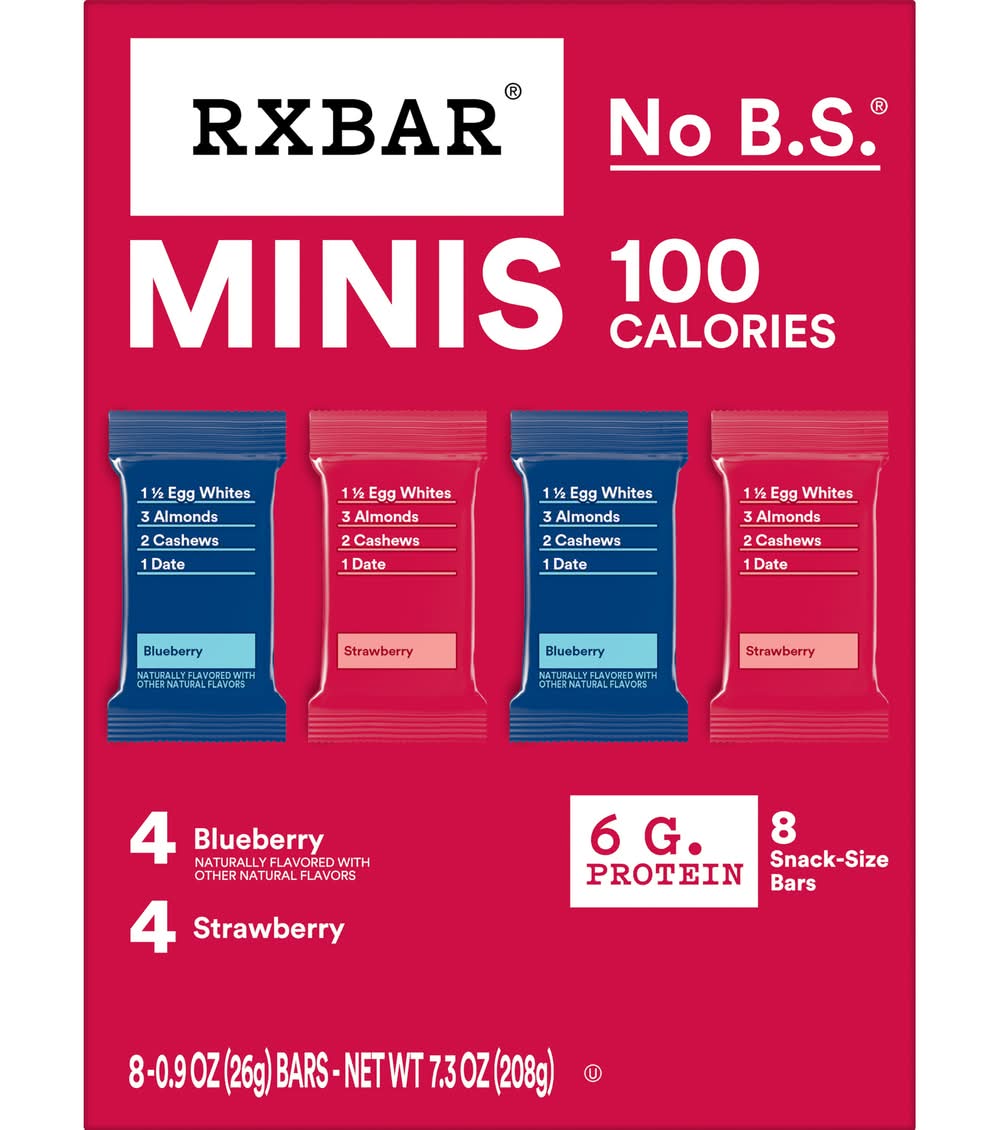 RXBAR Minis Protein Snack Bar, Strawberry-Blueberry (8 x 0.9 oz)