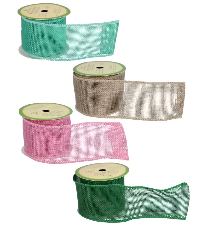 Floral Garden Polyester Burlap Ribbon, 9 ft. Rolls